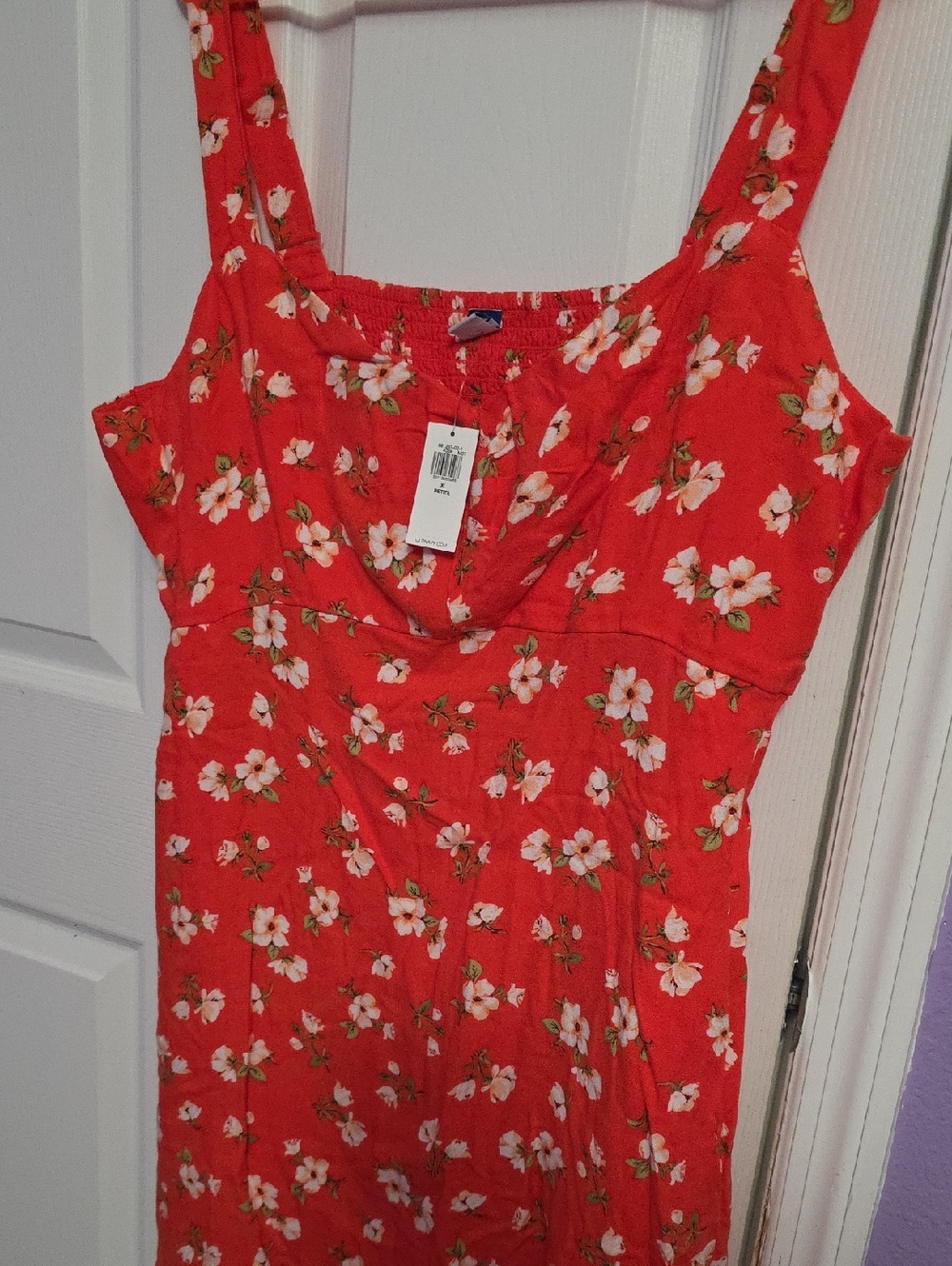 Old Navy Orange Floral Skirt with White Blossoms
